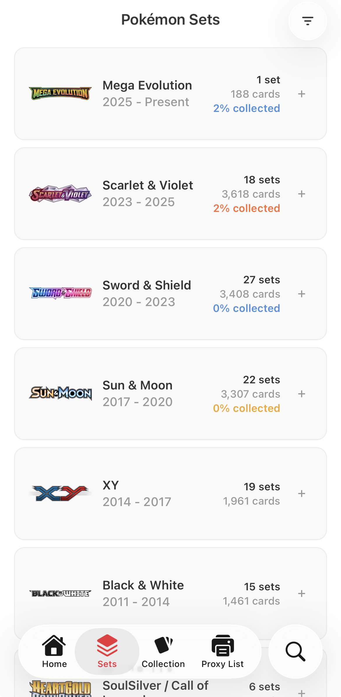 TCG Stacked App Sets Screen