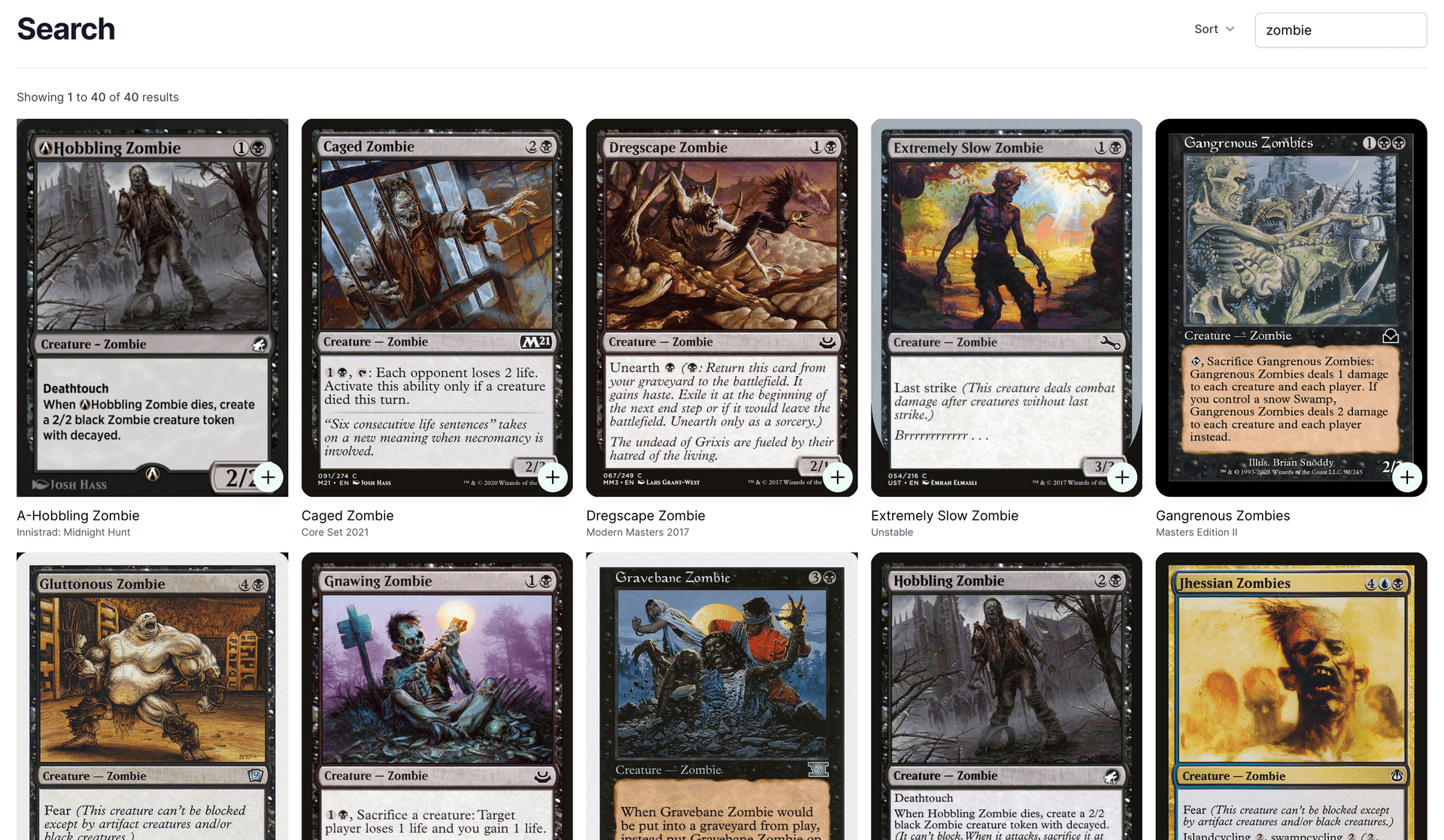 MTG Proxies zombie search